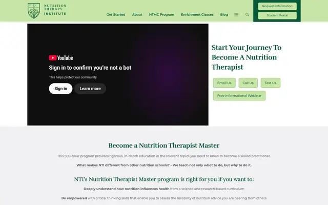 Nutrition Therapy Institute (NTI) official website