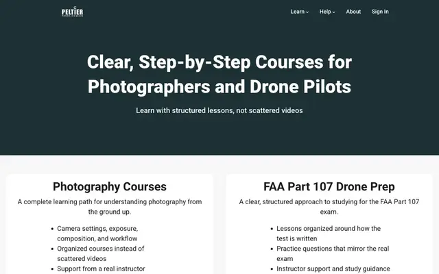 Peltier Photo Courses official website