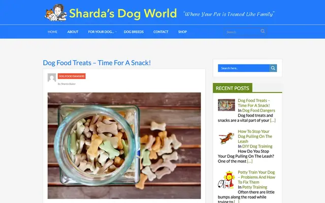 Sharda Baker's Dog World official website