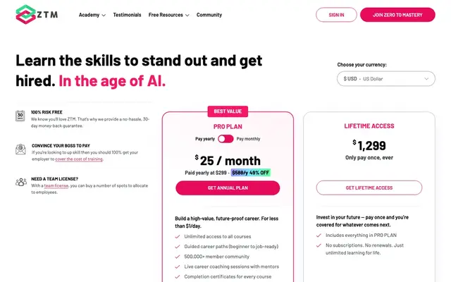 Zero To Mastery official website