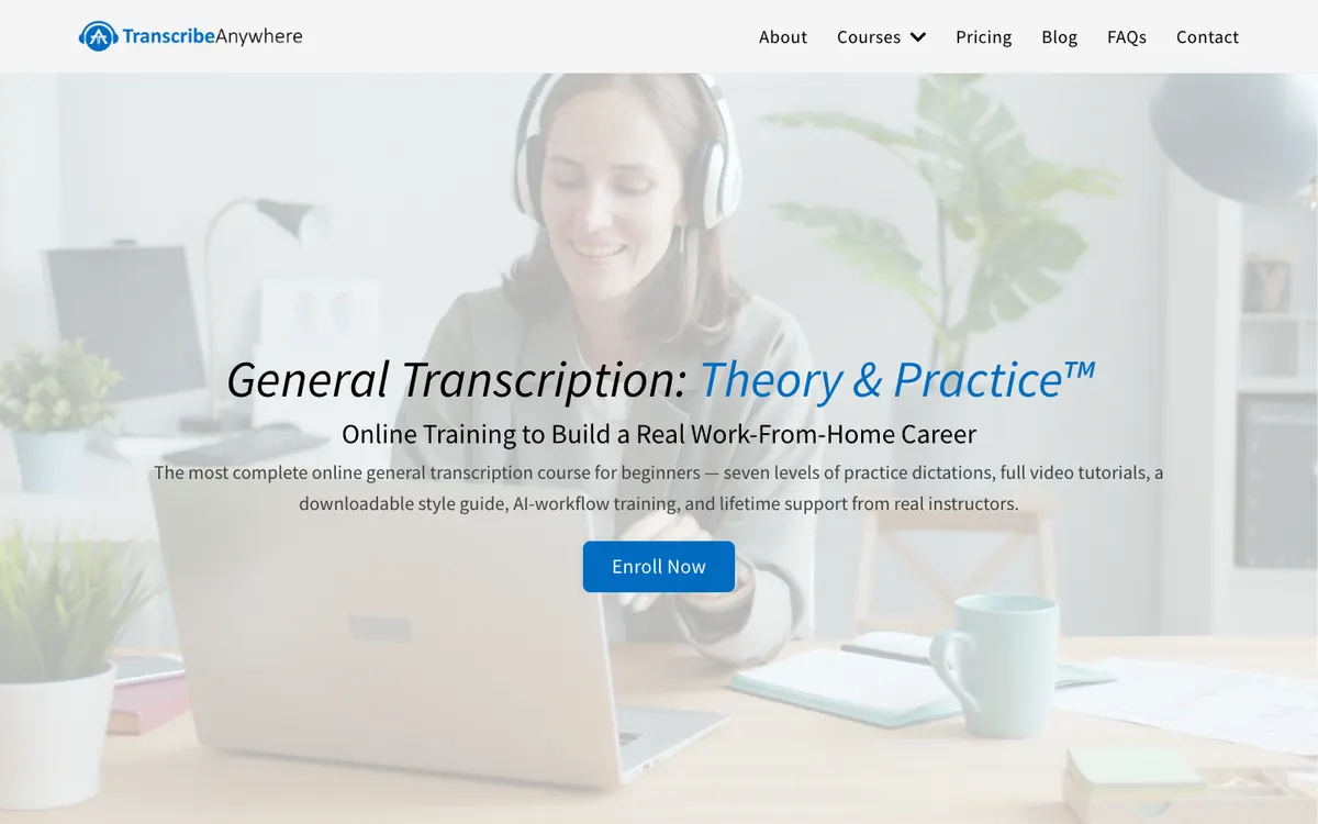 Transcribe Anywhere official site — program page