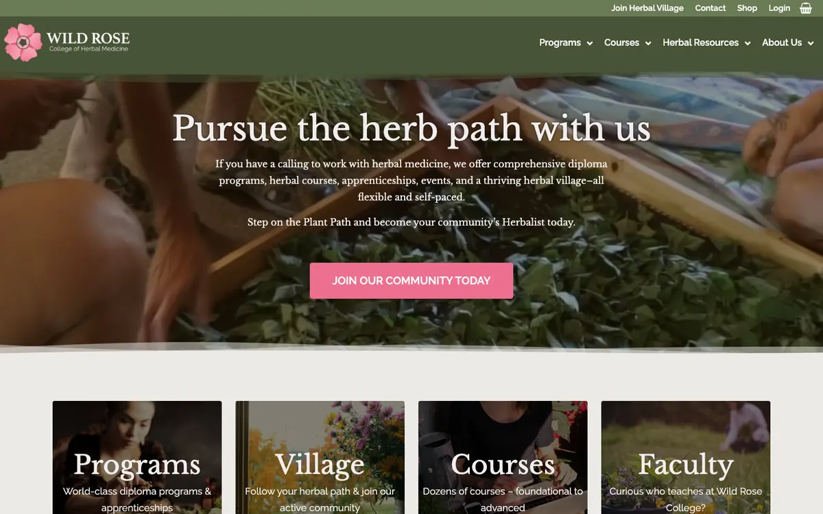 Wild Rose College of Herbal Medicine official site — homepage