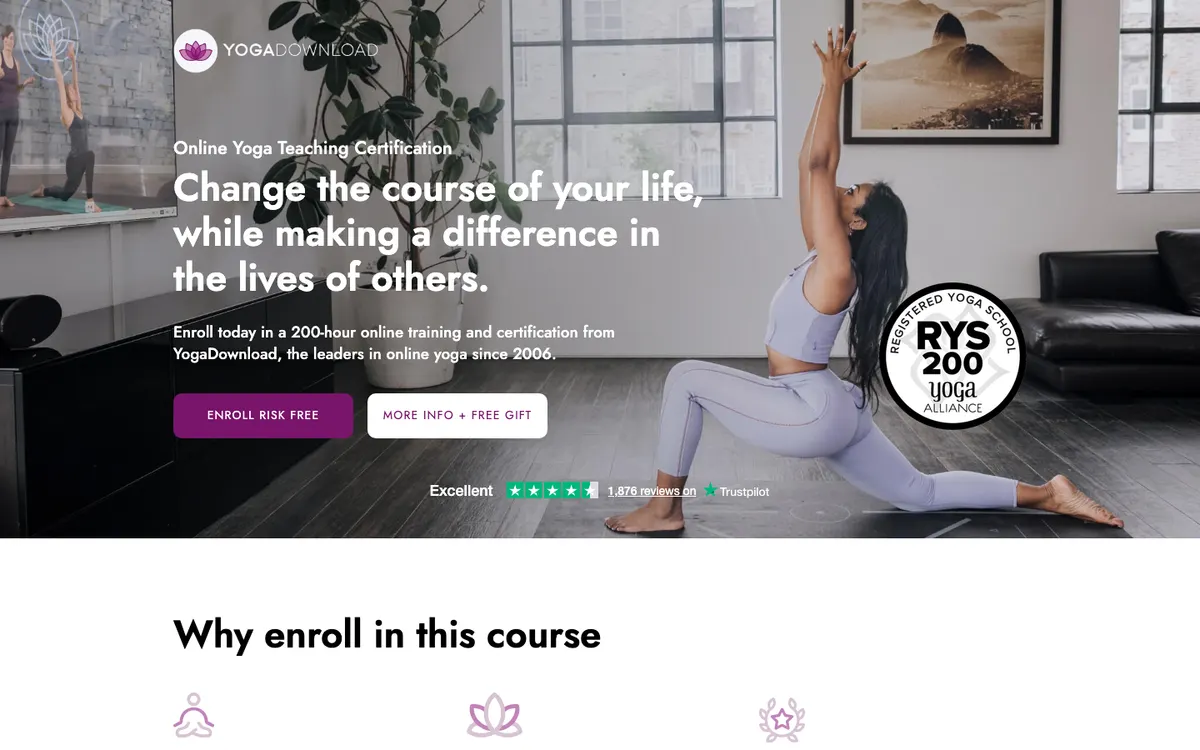 YogaDownload (Yoga Download Teacher Training) official site — program page