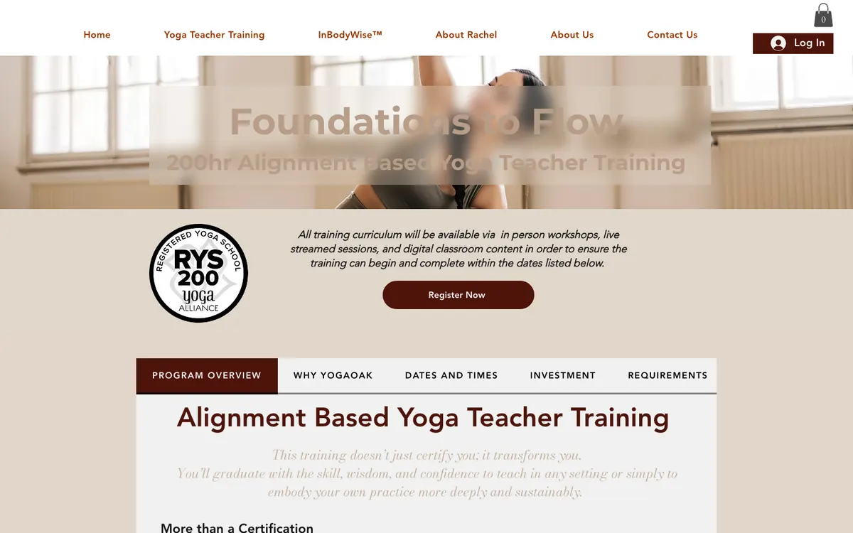 YogaOAK University official site — program page